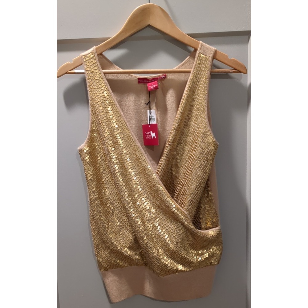 NWT Saks 5th‎ Avenue 100% Cashmere Sleeveless Shimmering Top Size Medium